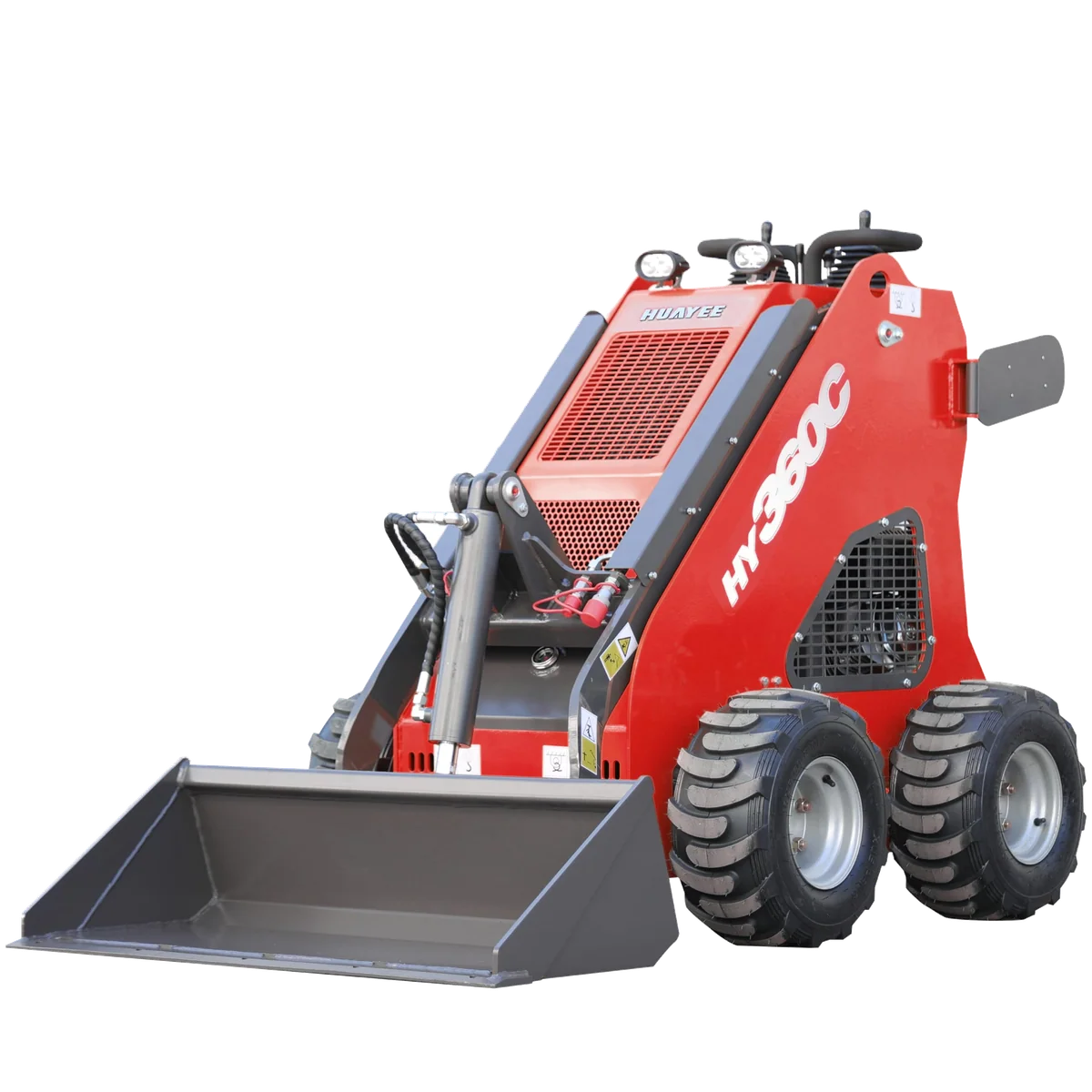 HUAYEE HY360C Mini Skid Steer Loader 13.5HP B&S Gas Engine - Stand-On Operation, Wheeled, Dual Pump Dual Valve System - Includes Bucket & Delivery/Unloading Service
