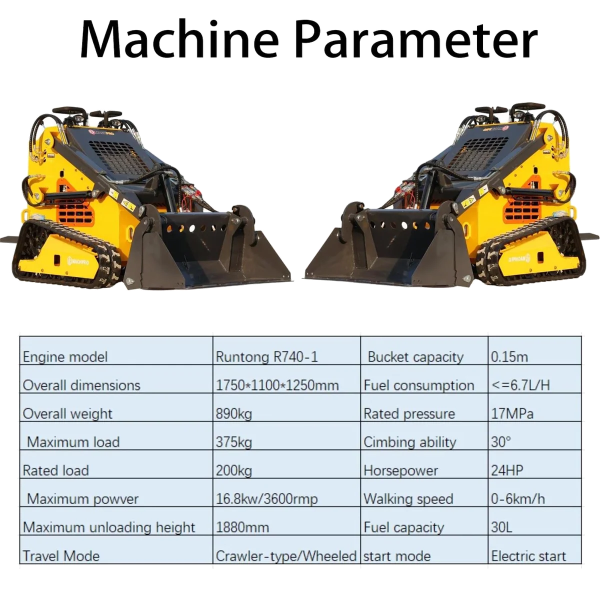 MACHPRO MP-380-YE mini skid steer, view 5