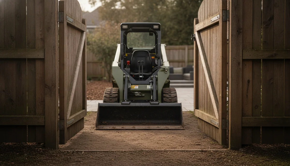 A 42-inch gate rules out this 43.3-inch mini skid steer.